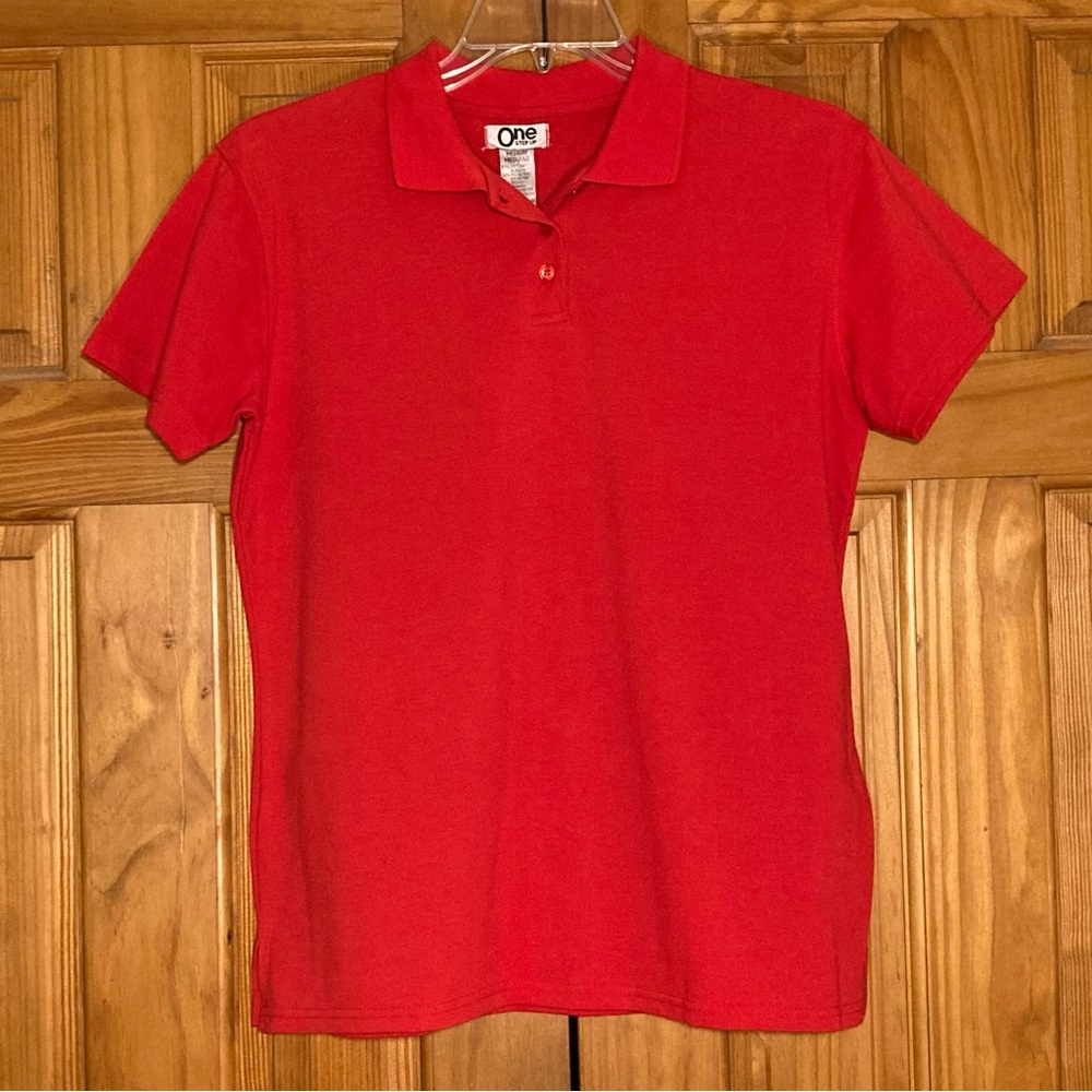 NWOT One Step Up Vintage 80s 90s Top Short Sleeve Blouse Red Size M Medium